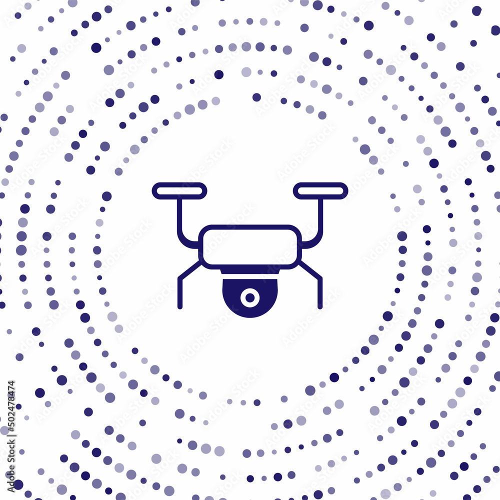 Poster blue drone flying icon isolated on white background. quadrocopter with video and photo camera symbol