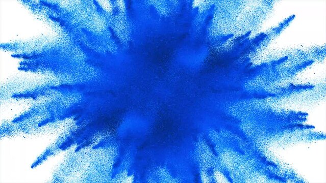 Cg animation of color powder explosion on black background. Cg, slow motion, alpha matte, 4k