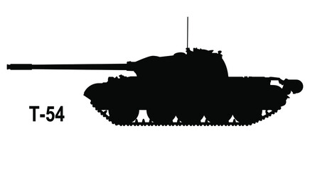 Battle tank T-54. Tank icon. Vector illustration. Tank silhouette