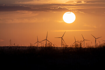 Obtaining electricity with help of wind energy, environmentally friendly energy.