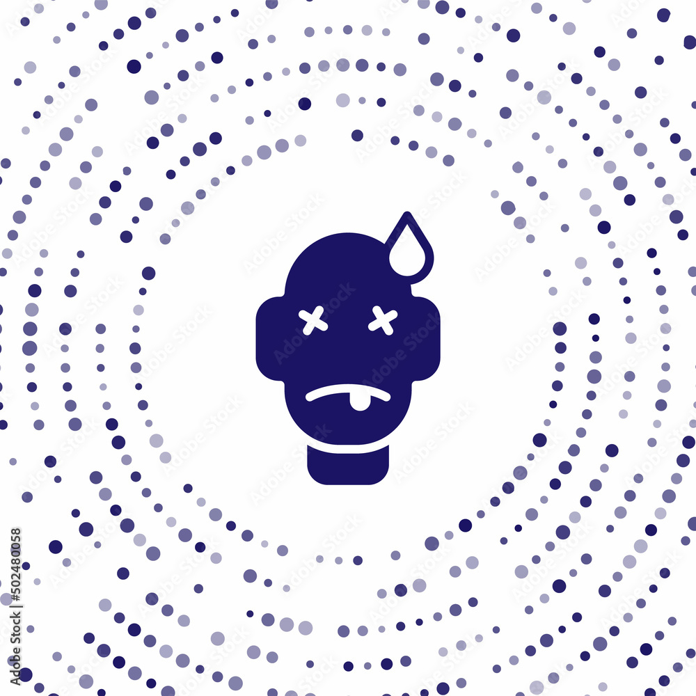Poster blue man poisoning icon isolated on white background. abstract circle random dots. vector