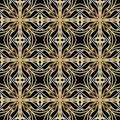 Seamless luxurious surface pattern in golden color. Use for fashion design, clothing, fabrics, home decoration, bedding, wallpapers, invitations, greeting cards and gift packages.