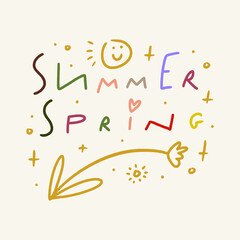 Summer spring lettering shop sale groovy handmade text quote vector illustration