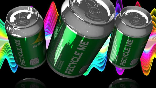 Soda cans with label recycle me