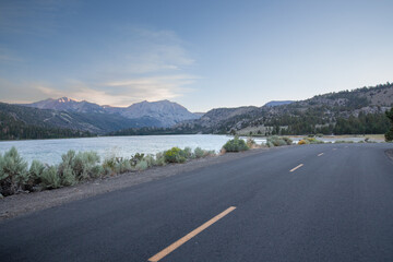 Scenic mountain lake road