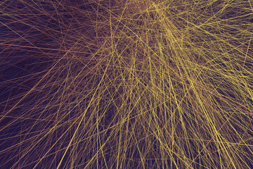 Yellow straight lines texture. Psychedelic art of futuristic 3d illustration background