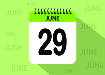 29 june calendar icon green. Banner for June dates