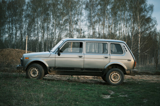 Kazan, Tatarstan, Russia - May 2022: Famous Russian SUV car "LADA NIVA" produced since 1977 until today. Selective focus.