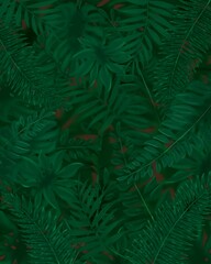 Exotic green leaves background