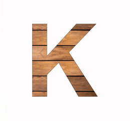Capital letter K - Rustic wooden boards with grooves