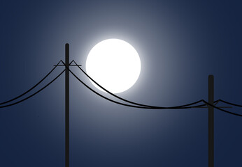 Electric Pole night moon