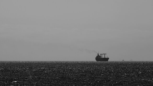 commercial fishing boat leaving harbor at Tirilye near to Bursa, Turkey