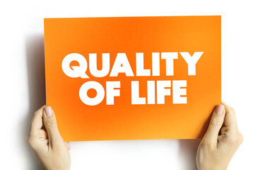 Quality of life text quote on card, concept background