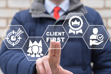 Business concept of client first. Premium user. VIP client service. Target audience. Customer,...