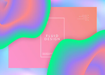 Liquid fluid with dynamic elements and shapes. Landing page.