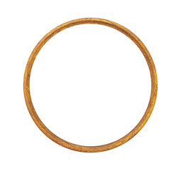 wooden round  picture frame, isolated