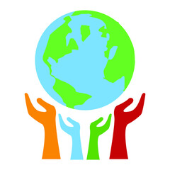 Illustration of a hands holding a globe