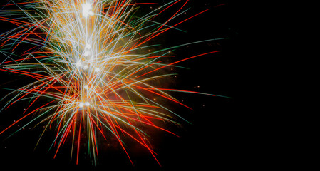 Abstract image of fireworks at night during Hari Raya Aidil Fitri celebration in Melaka, Malaysia