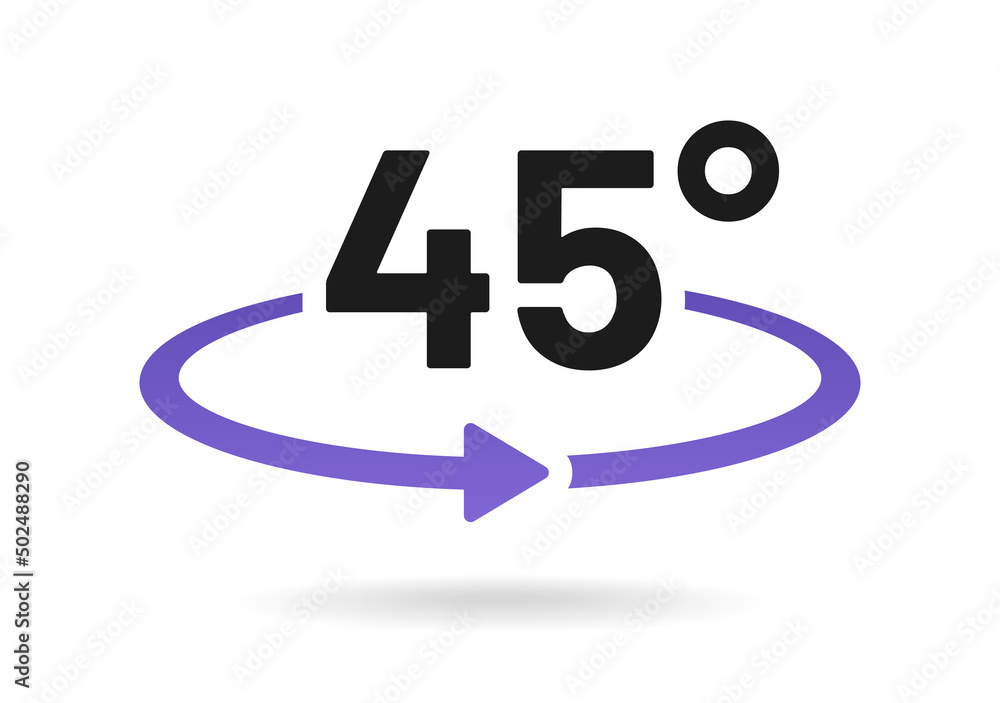Poster 45 degrees angle outline icon. 45 degree view isolated on white background.