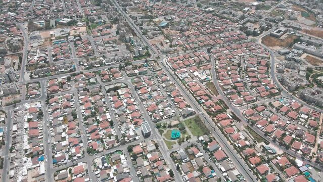 Aerial Drone Above a Israeli Southern District Called Netivot At Israel State