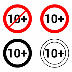 10 Ten plus round sign vector illustration isolated on white background