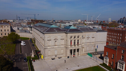National Gallery in Dublin from above - aerial view by drone