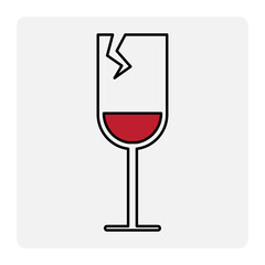 Cracked glass icon. Delivery icons set. Cracked glass of wine. Vector illustration. stock image. 