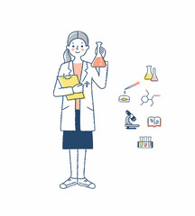 科学者の女性とアイテム