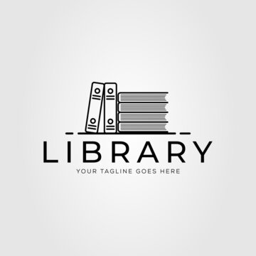 book library or bookstore or bookshelf logo vector illustration design