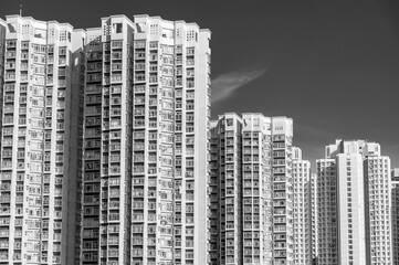 Fototapeta na wymiar Exterior of high rise residential building of public estate in Hong Kong city