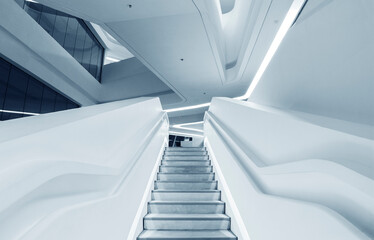 Obraz premium futuristic stairway. modern interior background