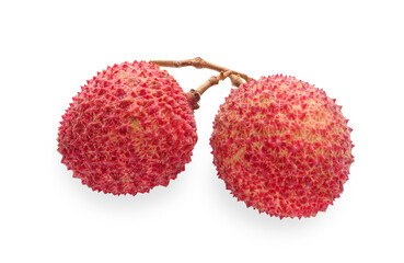 Lychee fruit, fresh ripe lychee fruit isolated on white background with clipping path.