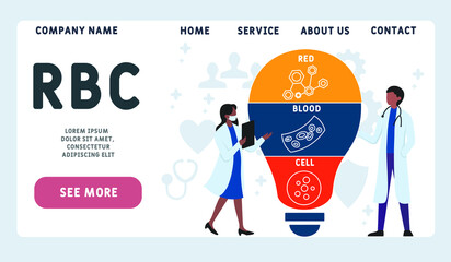 RBC - Red Blood Cell acronym. medical concept background.  vector illustration concept with keywords and icons. lettering illustration with icons for web banner, flyer, landing 