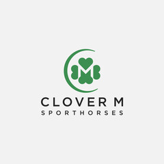 Simple and modern CLOVER M logo design template elements