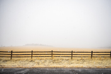 Snowfall Over Fence On The Eastern Zion Mesa