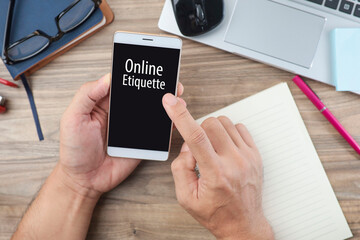 Online Etiquette message on the handphone screen