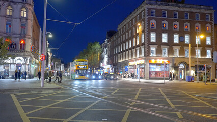 Fototapeta na wymiar O Connell Bridge in Dublin by night - travel photography - Ireland travel photography