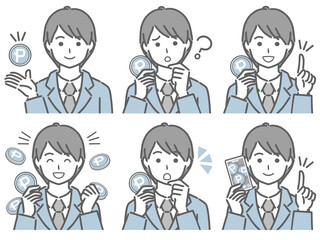 ポイントに関する色々　スーツの若い男性