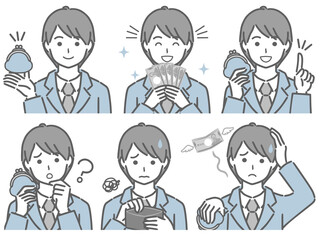 お金に関する色々　スーツの若い男性