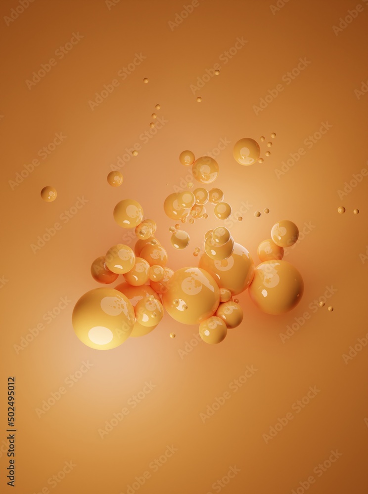 Aufkleber yellow background wallpaper collection with glossy spheres.3d render image with texture ideal for ma