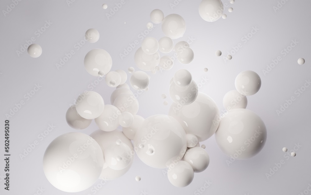 Aufkleber white background wallpaper collection with glossy spheres.3d render image with texture ideal for mar