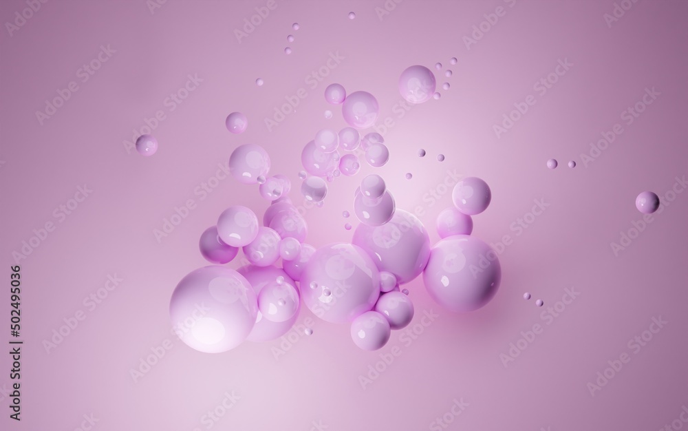 Fototapete pink background wallpaper collection with glossy spheres.3d render image with texture ideal for mark