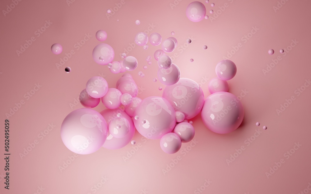 Aufkleber pink background wallpaper collection with glossy spheres.3d render image with texture ideal for mark