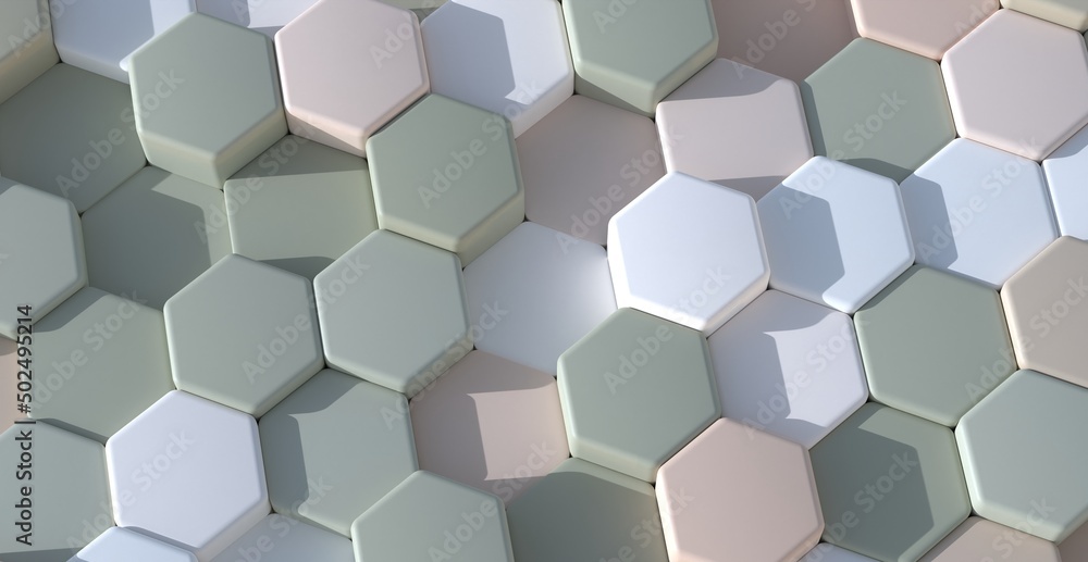 Aufkleber soft beauty multi color toy background wallpaper collection hexagonal pattern.3d render image with t