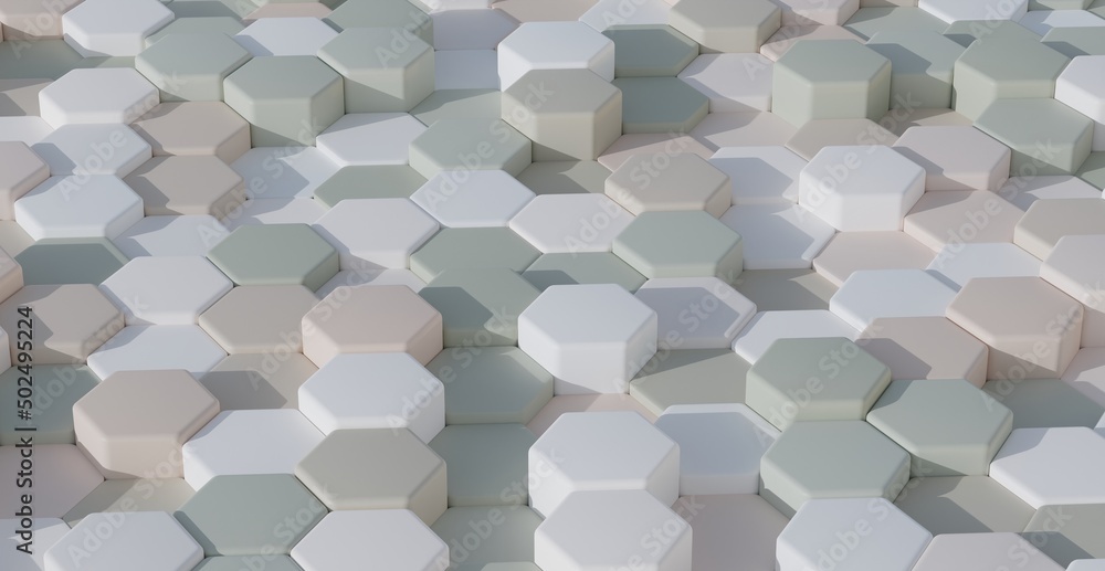 Aufkleber soft beauty multi color toy background wallpaper collection hexagonal pattern.3d render image with t