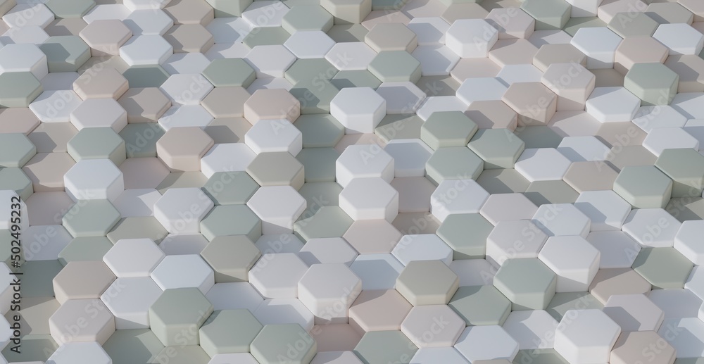 Fototapete soft beauty multi color toy background wallpaper collection hexagonal pattern.3d render image with t