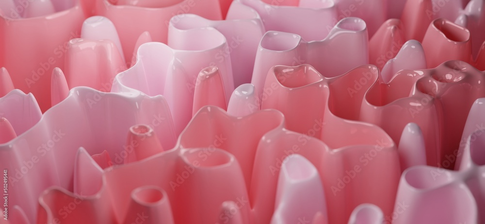 Aufkleber pink pastel background wallpaper collection with creamy abstract forms.3d render image with texture 