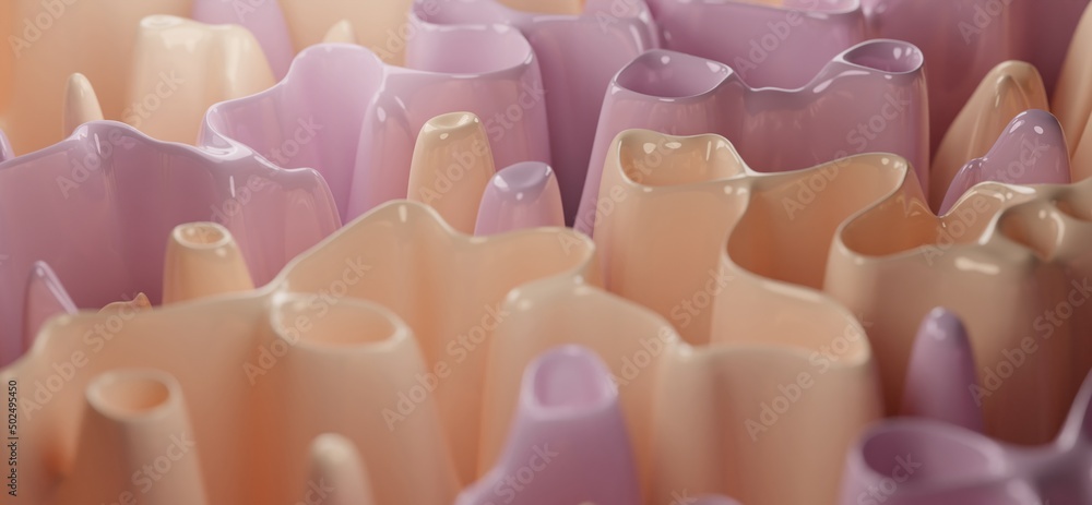 Aufkleber pink pastel background wallpaper collection with creamy abstract forms.3d render image with texture 