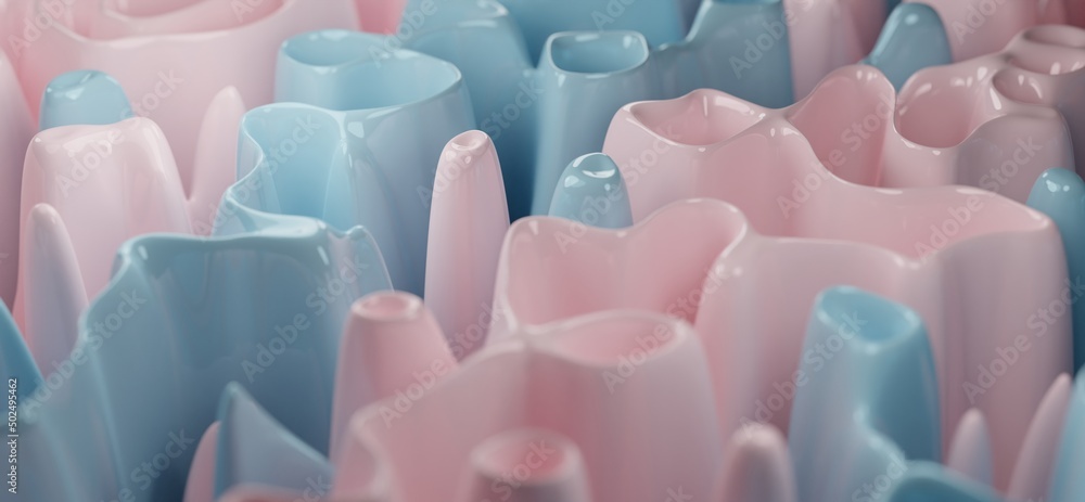 Aufkleber pink blue background wallpaper collection with creamy abstract forms.3d render image with texture id