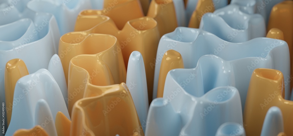 Aufkleber yellow white background wallpaper collection with creamy abstract forms.3d render image with texture
